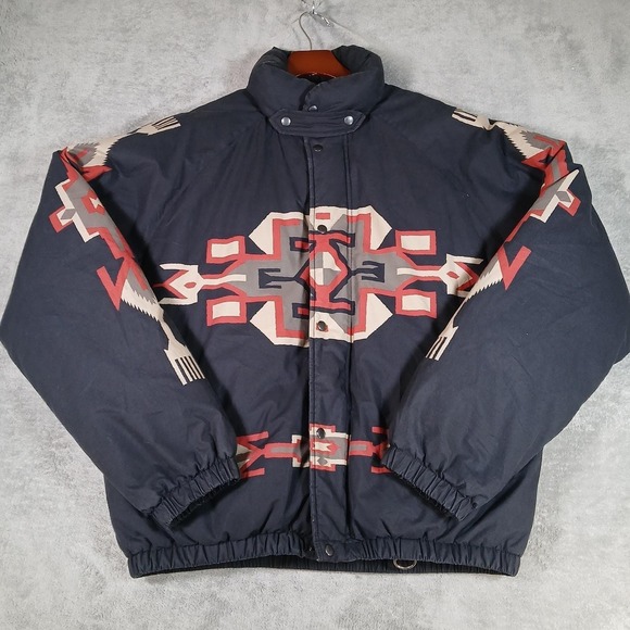 Polo Country Ralph Lauren Other - Vintage Polo Ralph Lauren Down Puffer Jacket Mens L Country Native Aztec Black